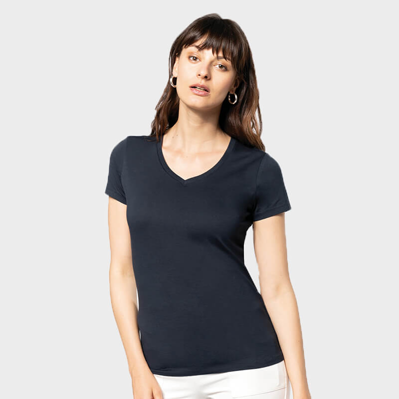 T-shirt col V Femme Supima